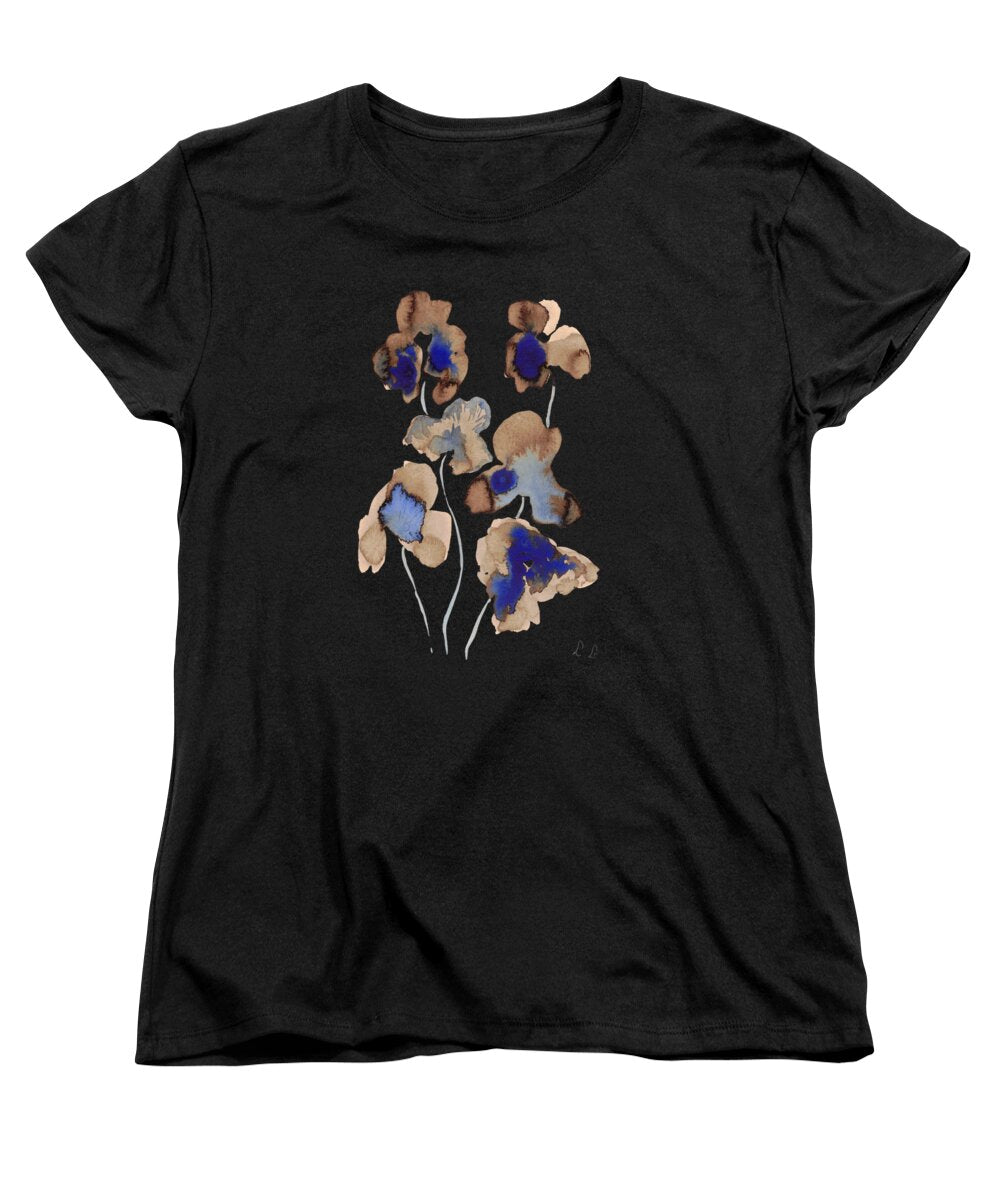 Abstract Blue and Brown Flowers - Women's T-Shirt (Standard Fit)