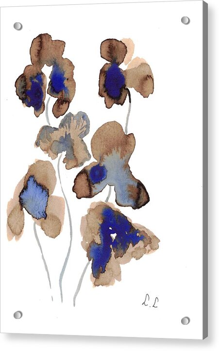 Abstract Blue and Brown Flowers - Acrylic Print