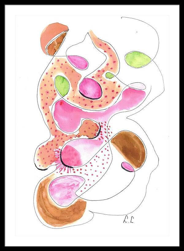 Abstract Organic Forms Morophologies Roses - Framed Print - Laure Leprince - Artiste Peintre