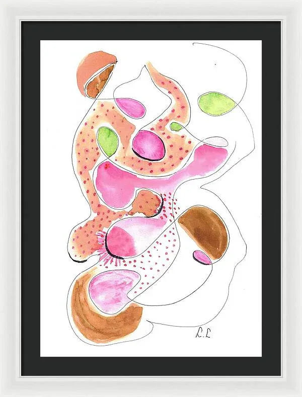Abstract Organic Forms Morophologies Roses - Framed Print - Laure Leprince - Artiste Peintre
