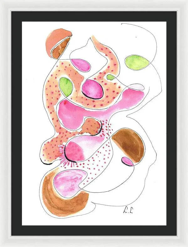 Abstract Organic Forms Morophologies Roses - Framed Print - Laure Leprince - Artiste Peintre