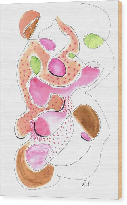 Abstract Organic Forms Morophologies Roses - Wood Print - Laure Leprince - Artiste Peintre