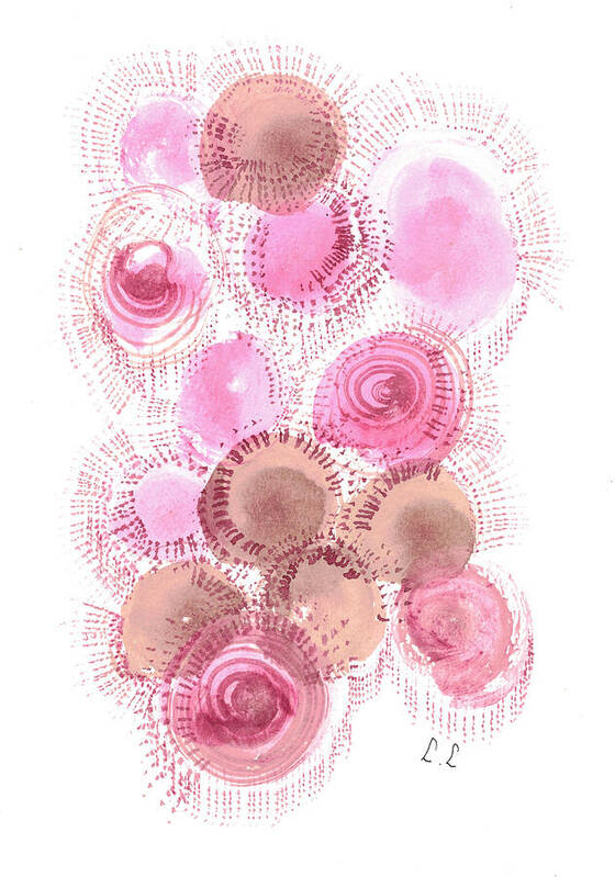Abstract Pink and Brown Circles - Art Print