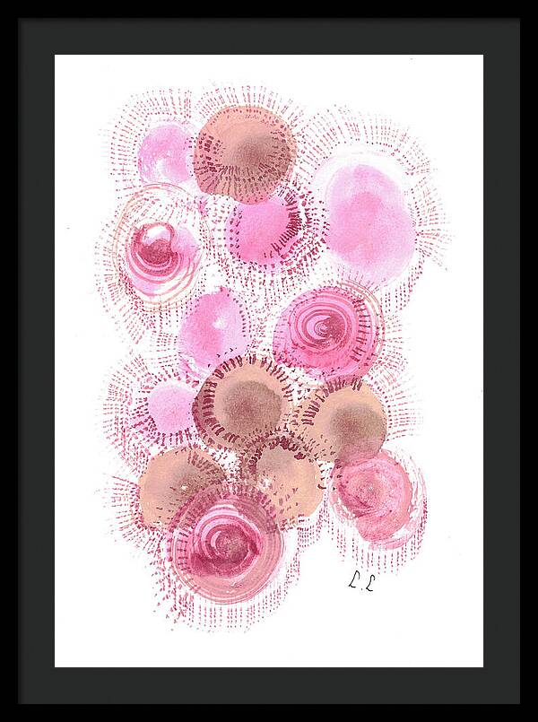 Abstract Pink and Brown Circles - Framed Print