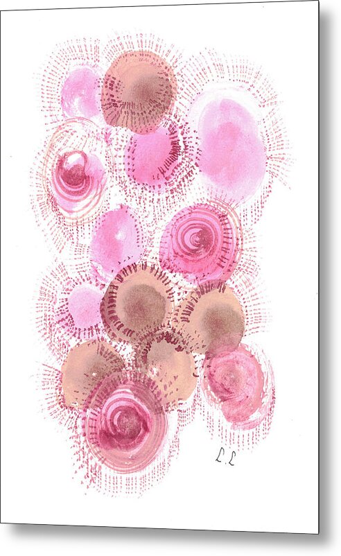 Abstract Pink and Brown Circles - Metal Print