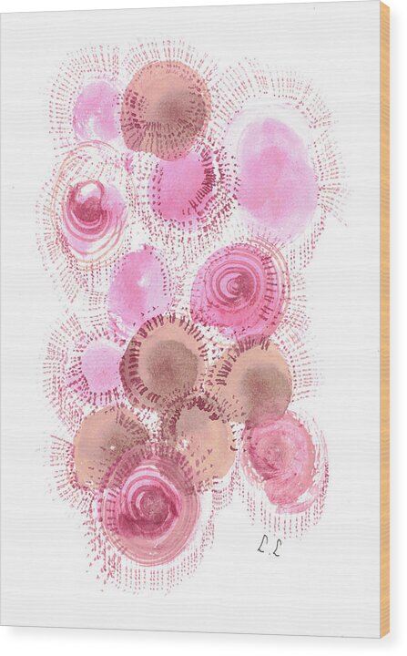 Abstract Pink and Brown Circles - Wood Print