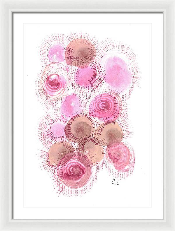 Abstract Pink and Brown Circles - Framed Print