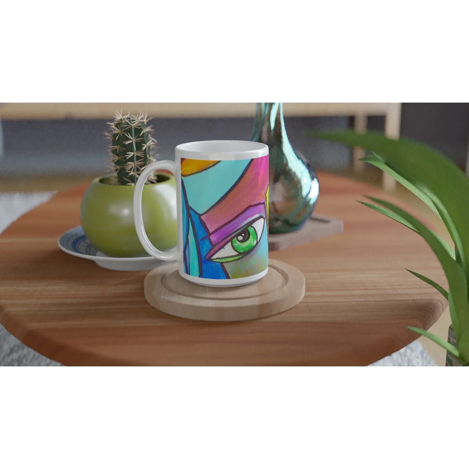 Mug en céramique blanche 44 cl – Grand format, design et qualité durable - Laure Leprince - Artiste Peintre