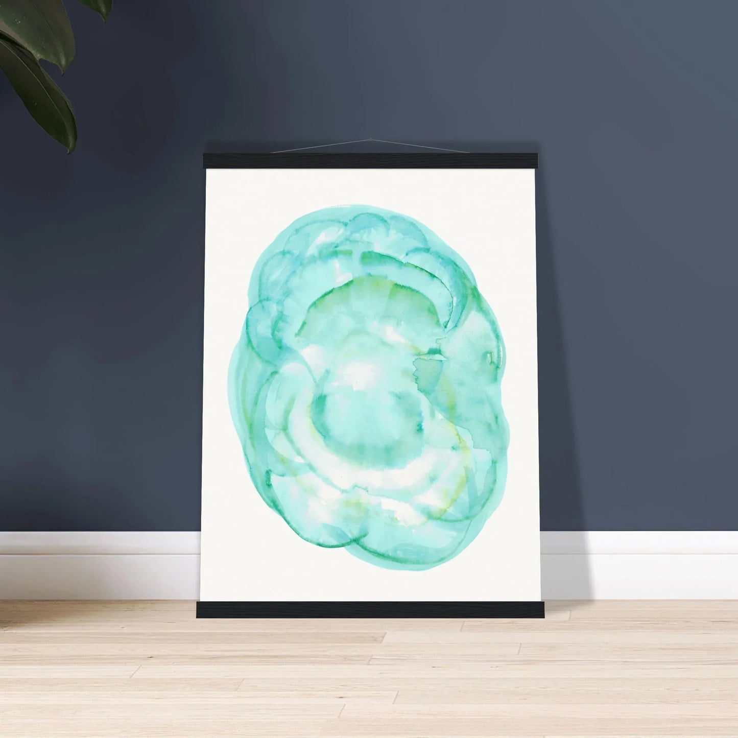 Museum-Quality Matte Paper Poster with Hanger Aqua Bloom - Laure Leprince - Artiste Peintre