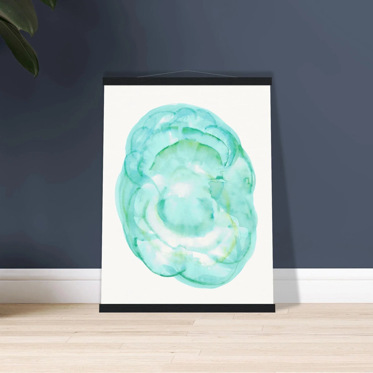 Museum-Quality Matte Paper Poster with Hanger Aqua Bloom - Laure Leprince - Artiste Peintre