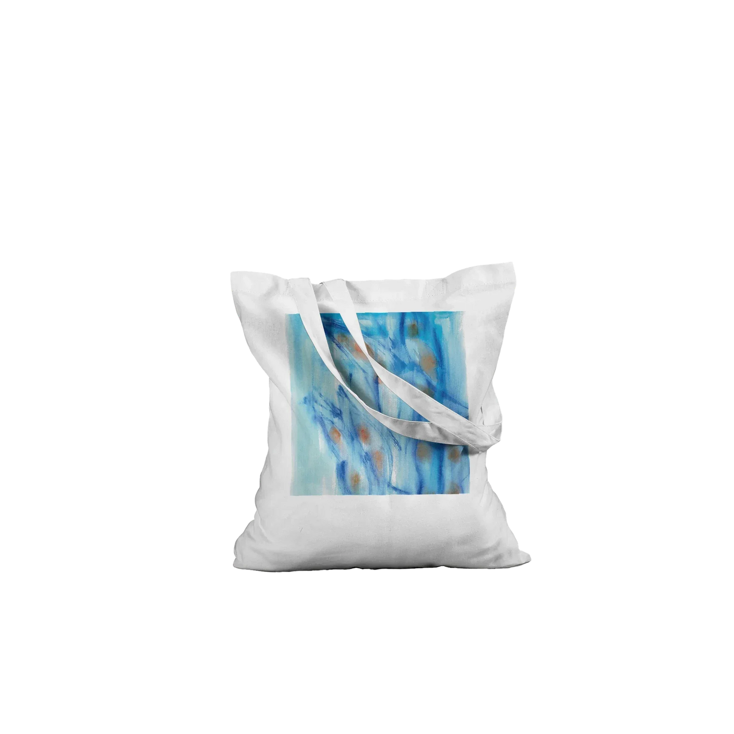 Premium Cotton Tote Bag - Wearable Art Blue Sprouts - Laure Leprince - Artiste Peintre