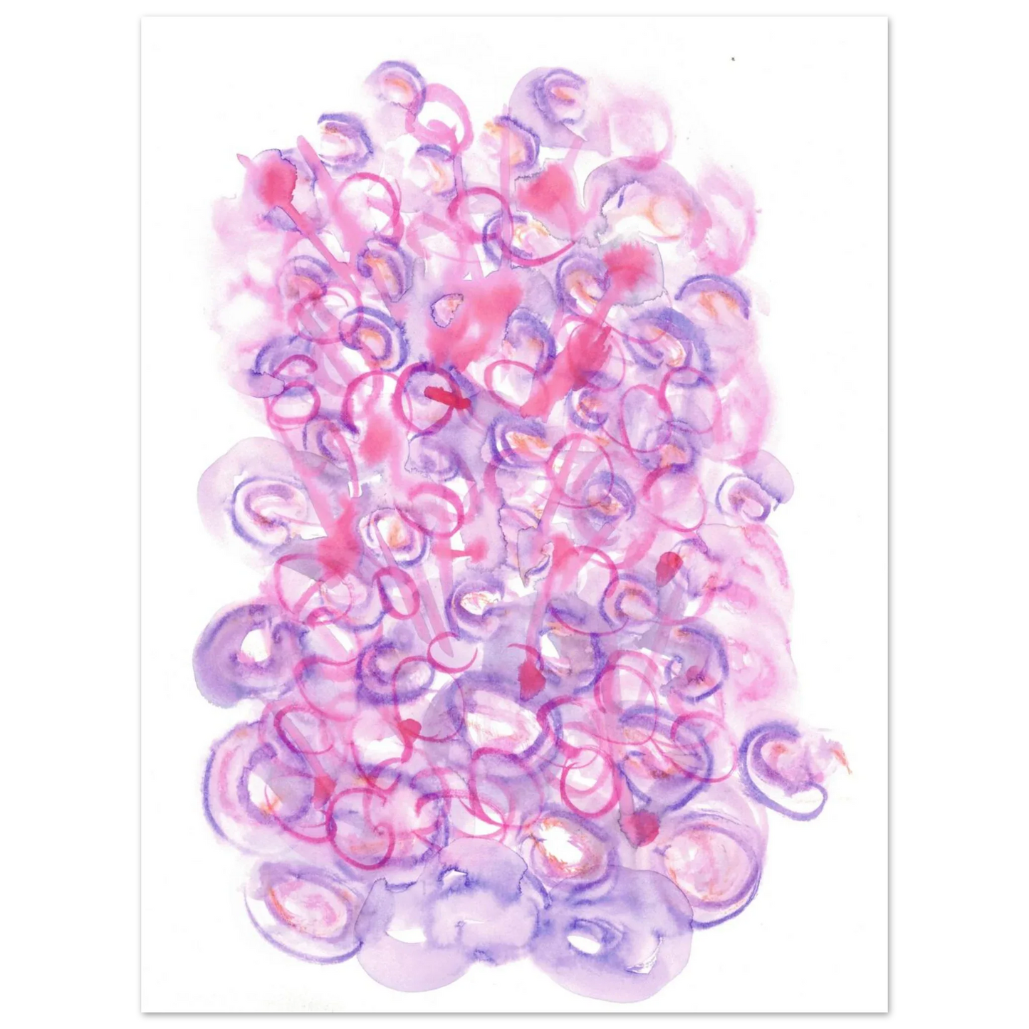 Abstract Swirls Watercolour Poster in Pink & Purple - Premium Matte Paper Art Print RDJ3-1 - Laure Leprince - Artiste Peintre
