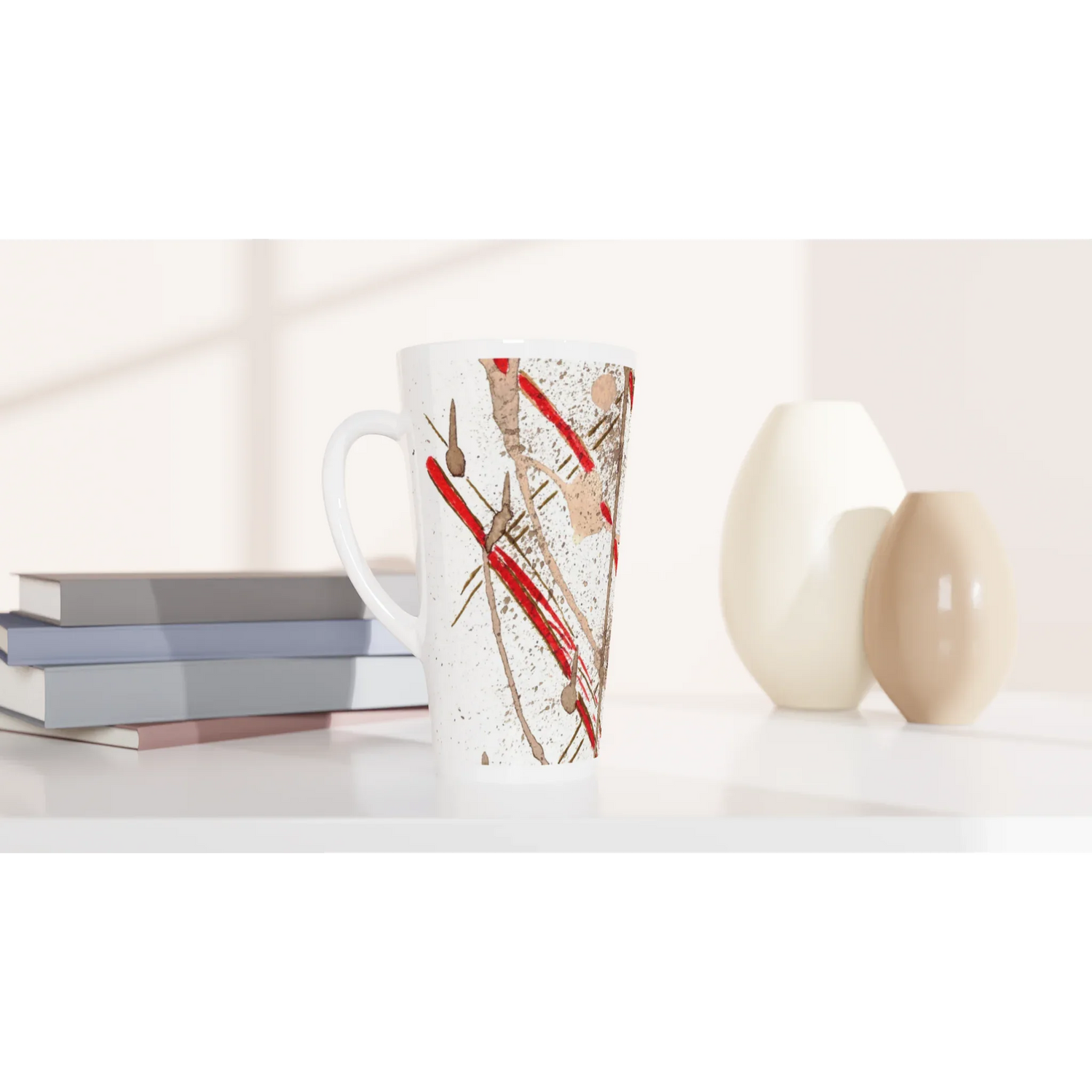 Mug à Latte en Céramique Blanche 500 ml particules – Élégant, durable et brillant - Laure Leprince - Artiste Peintre