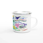 Mug en émail blanc 35 cl Jardin Lumineux – Léger, vintage et résistant - Laure Leprince - Artiste Peintre