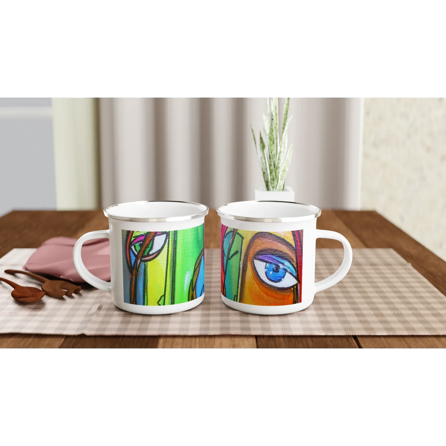 Mug en émail blanc 35 cl trouncho – Léger, vintage et résistant - Laure Leprince - Artiste Peintre