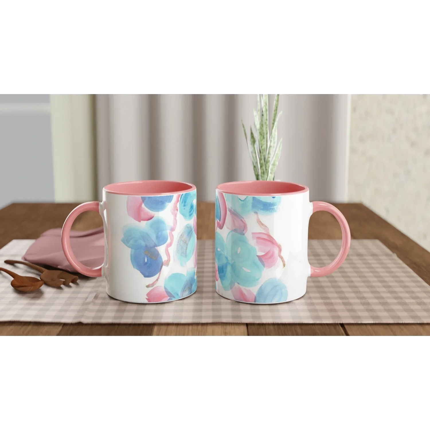 White 11oz Ceramic Mug with Color Inside Mug Colore - Laure Leprince - Artiste Peintre