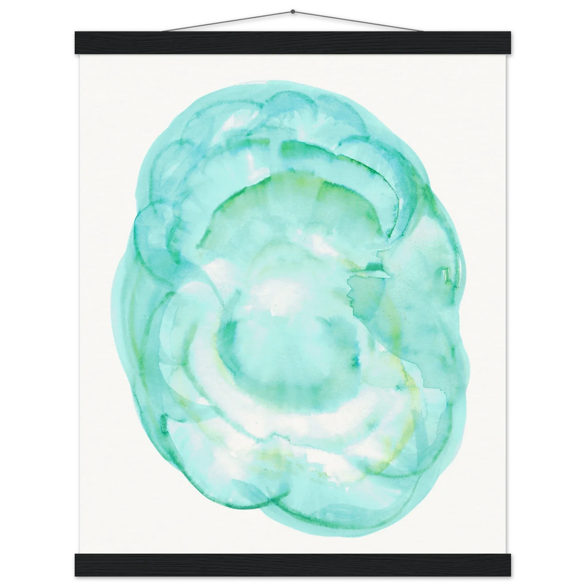 Museum-Quality Matte Paper Poster with Hanger Aqua Bloom - Laure Leprince - Artiste Peintre