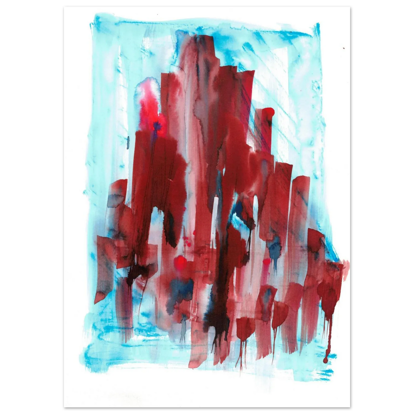 Abstract Cityscape Watercolor Art Print RDJ3-1 – Premium Matte Paper Poster in various sizes - Laure Leprince - Artiste Peintre