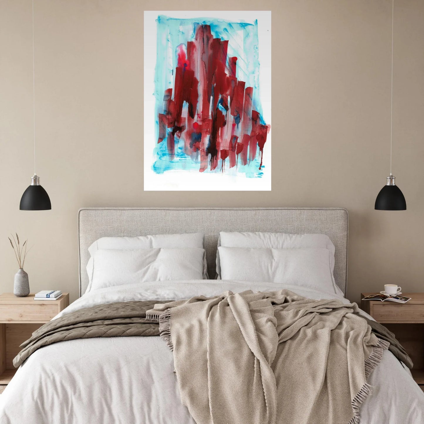 Abstract Cityscape Watercolor Art Print RDJ3-1 – Premium Matte Paper Poster in various sizes - Laure Leprince - Artiste Peintre