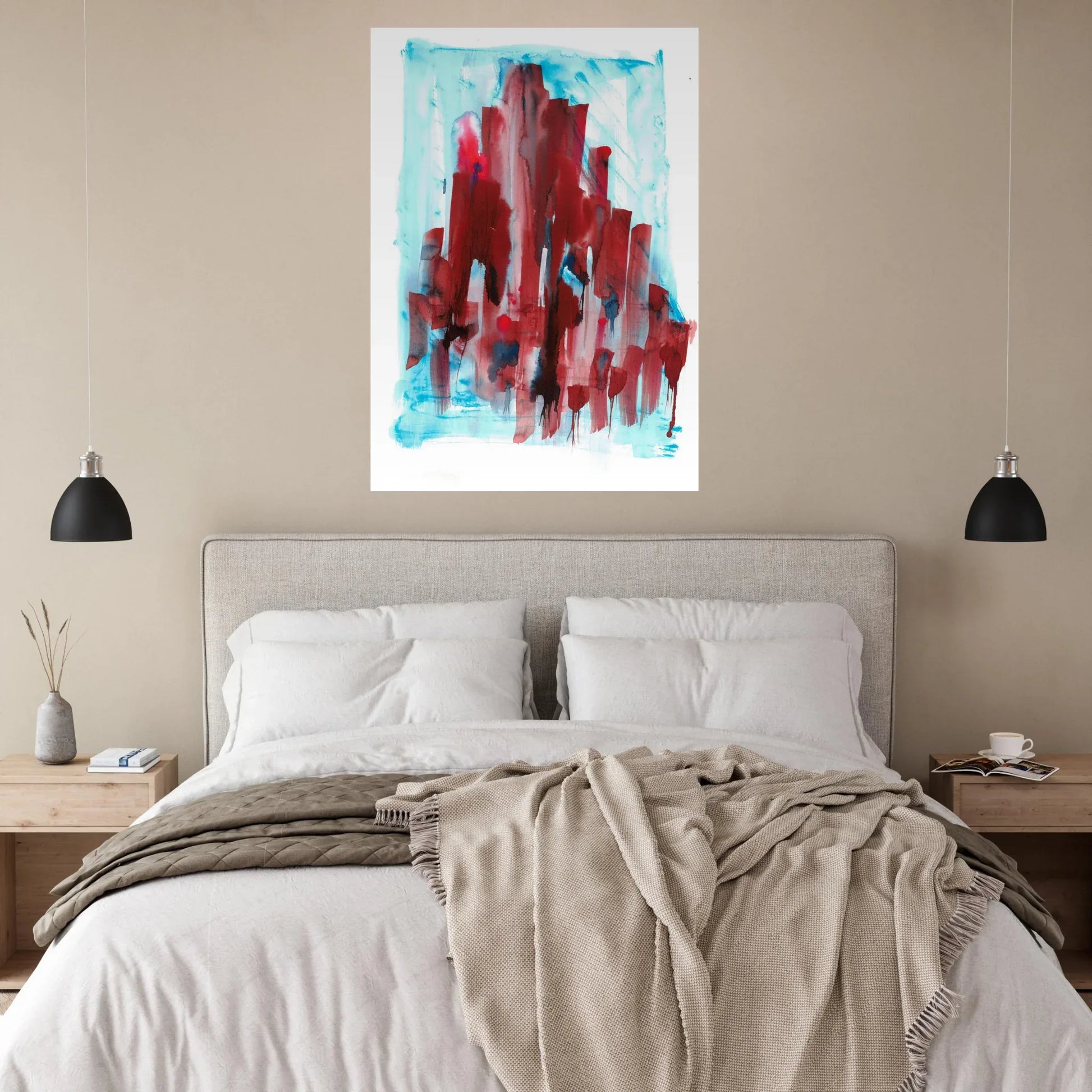 Abstract Cityscape Watercolor Art Print RDJ3-1 – Premium Matte Paper Poster in various sizes - Laure Leprince - Artiste Peintre