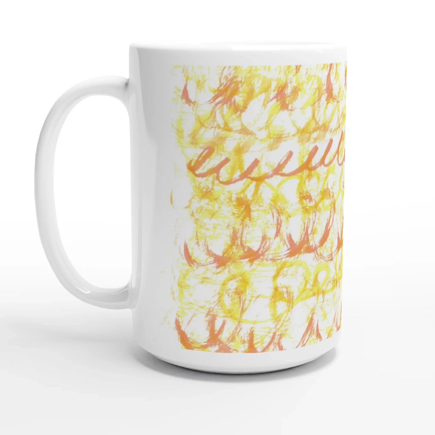 Mug en céramique blanche 44 Yellow Waves – Grand format, design et qualité durable - Laure Leprince - Artiste Peintre