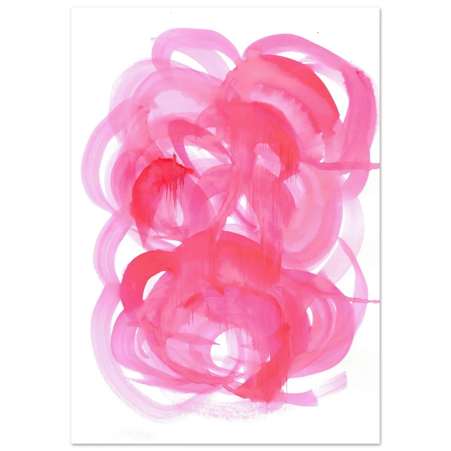 Abstract Pink Swirls Watercolor Poster - Vibrant Modern Art Print on Premium Matte Paper - Laure Leprince - Artiste Peintre