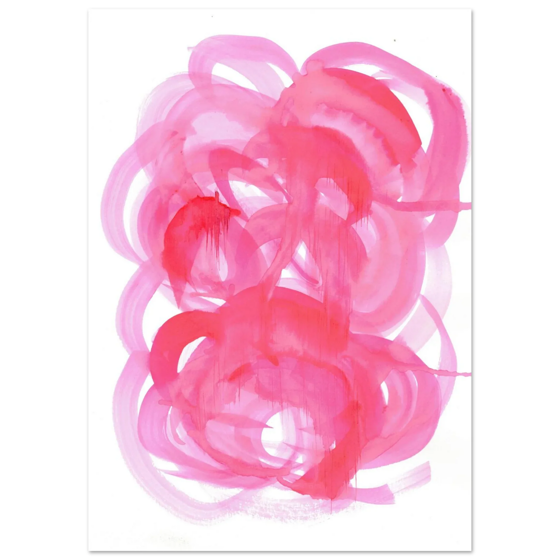 Abstract Pink Swirls Watercolor Poster - Vibrant Modern Art Print on Premium Matte Paper - Laure Leprince - Artiste Peintre