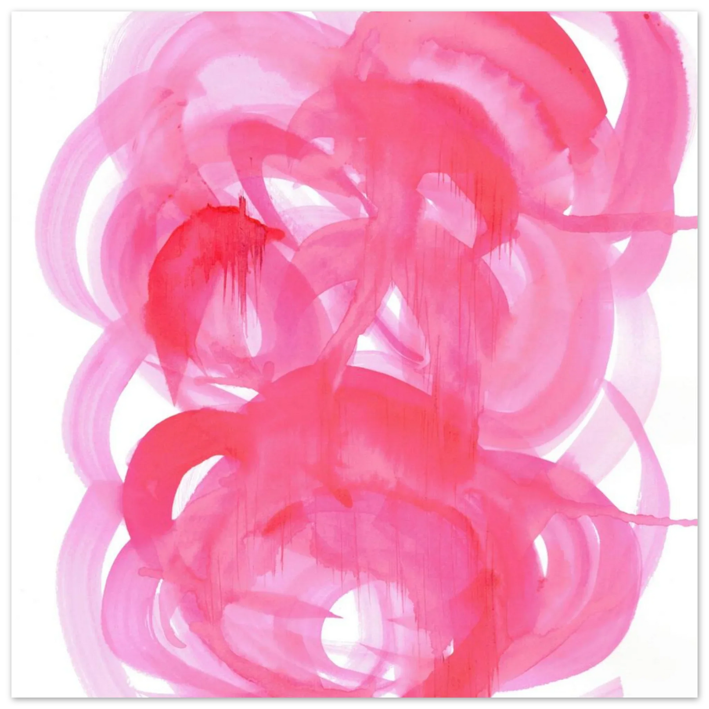 Abstract Pink Swirls Watercolor Poster - Vibrant Modern Art Print on Premium Matte Paper - Laure Leprince - Artiste Peintre