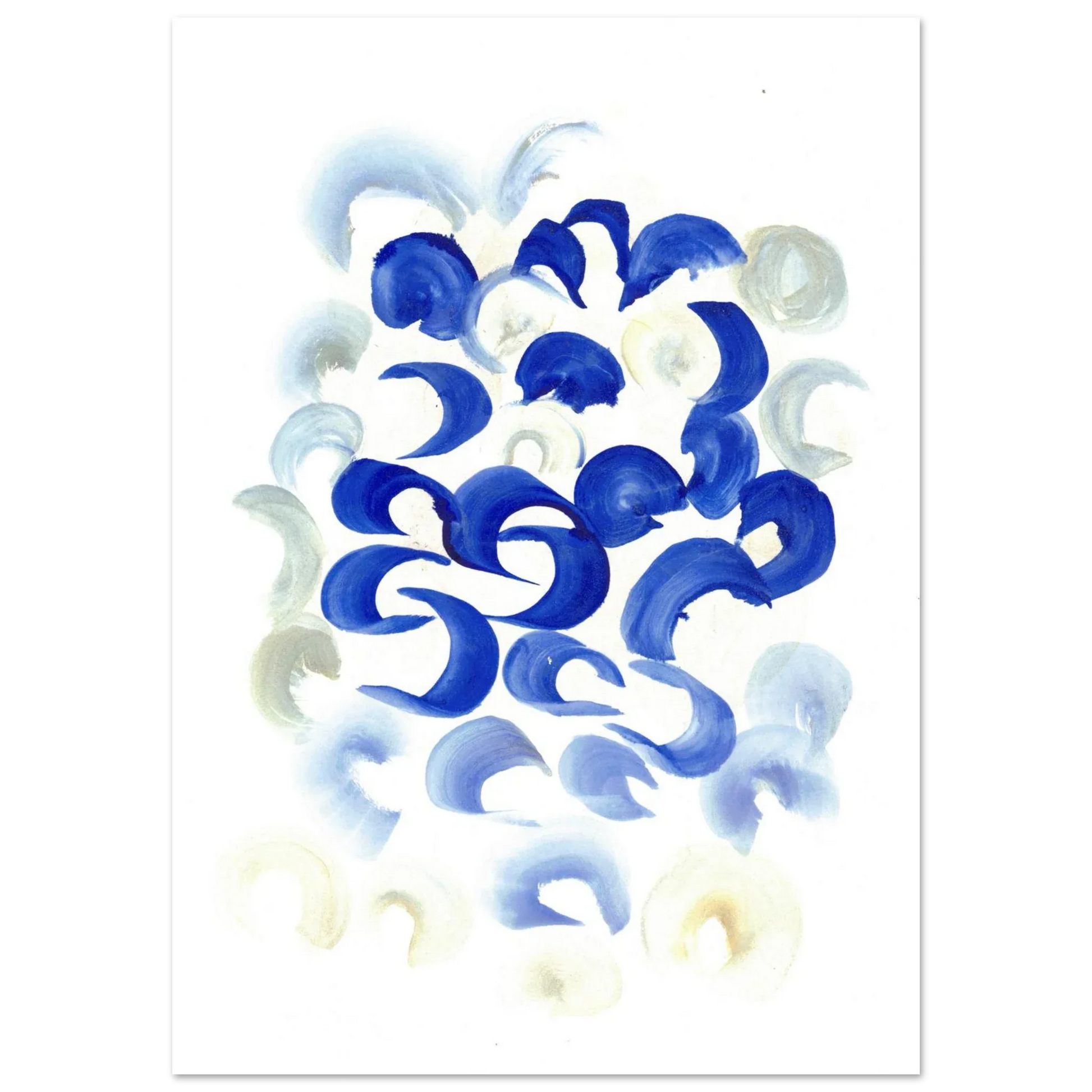 Abstract Swirls in Serene Blue & Beige Premium Matte Paper Poster - Laure Leprince - Artiste Peintre