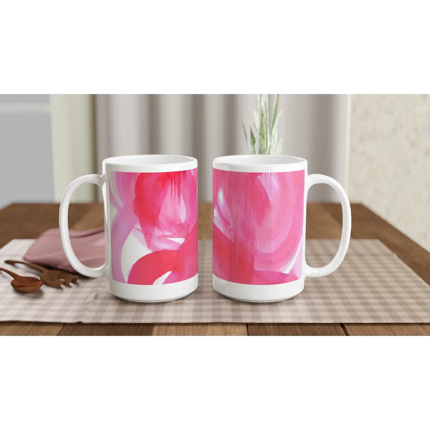 Mug en céramique blanche 44 cl Ruby Drift – Grand format, design et qualité durable - Laure Leprince - Artiste Peintre