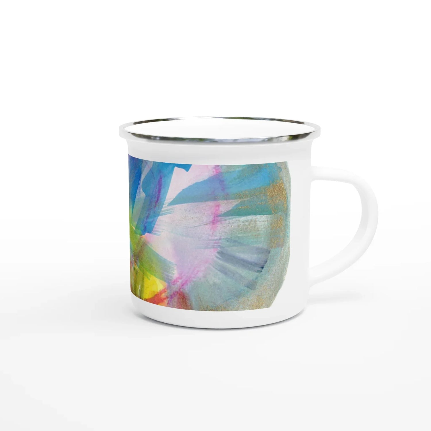 Mug en émail blanc 35 cl Crystal Bloom – Léger, vintage et résistant - Laure Leprince - Artiste Peintre