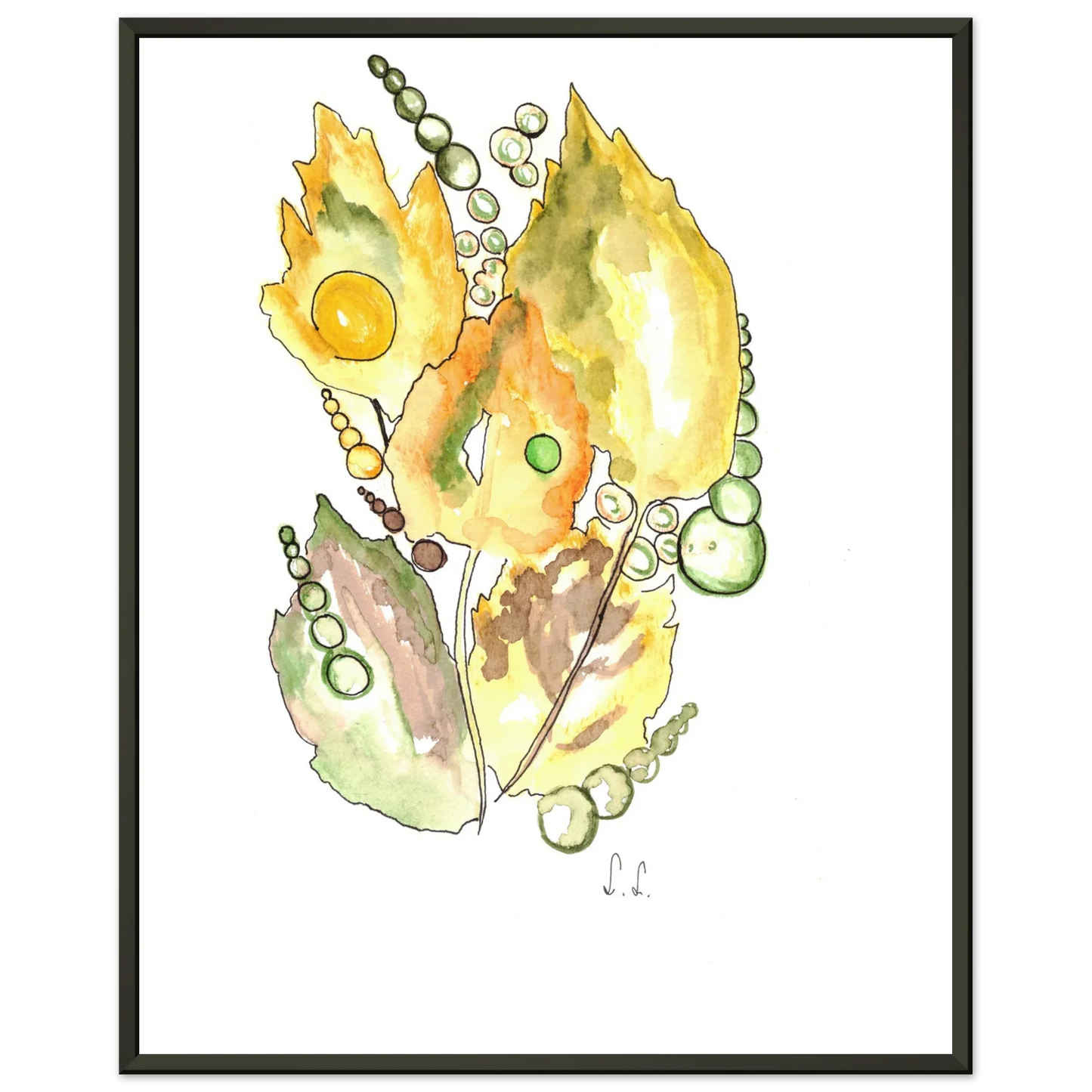 Abstract Watercolor Framed Poster Feuillaison – Museum Quality & Polished Elegance - Laure Leprince - Artiste Peintre
