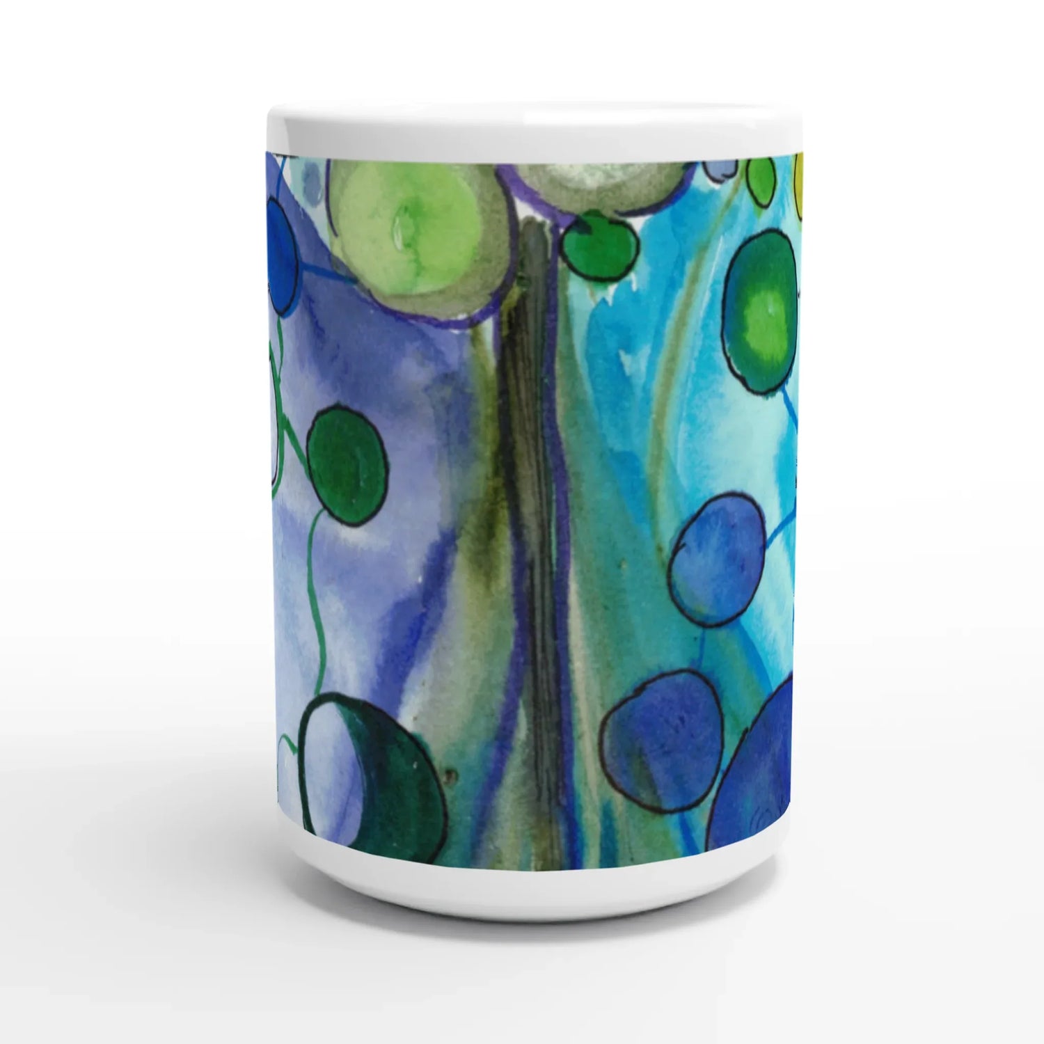 Mug en céramique blanche 44 cl Ecosphères– Grand format, design et qualité durable - Laure Leprince - Artiste Peintre