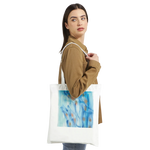 Premium Cotton Tote Bag - Wearable Art Blue Sprouts - Laure Leprince - Artiste Peintre