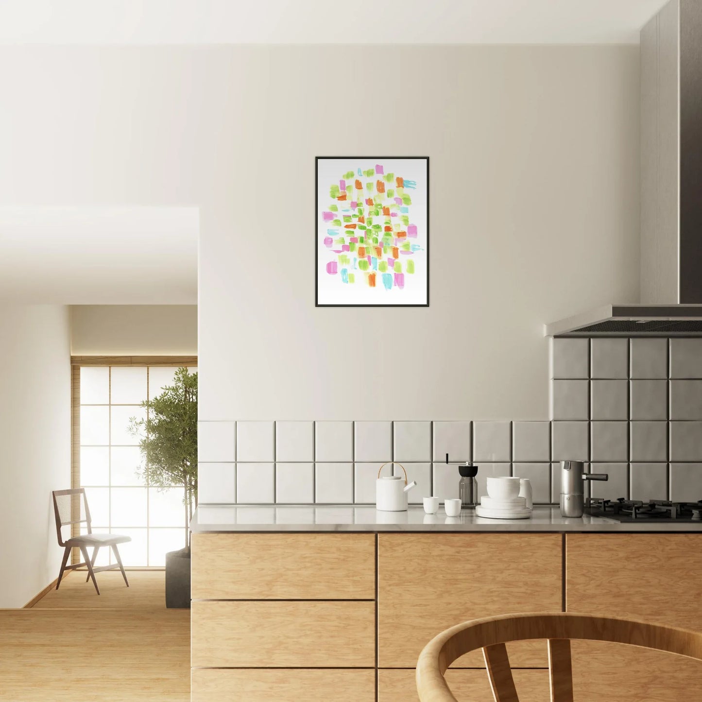 Classic Semi-Glossy Paper Metal Framed Poster Pastel Mosaïc - Laure Leprince - Artiste Peintre