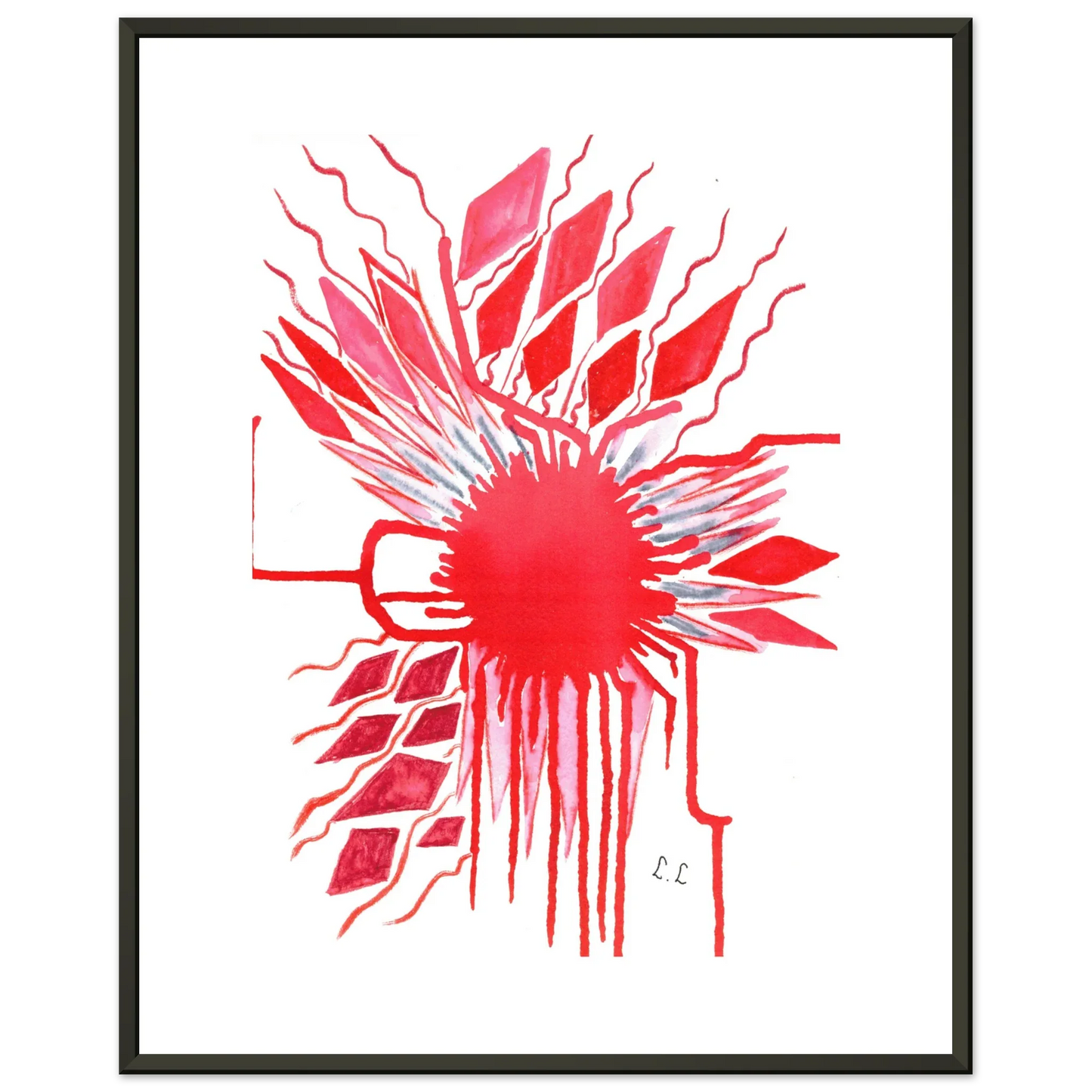 Classic Semi-Glossy Paper Metal Framed Poster Rouge - Laure Leprince - Artiste Peintre