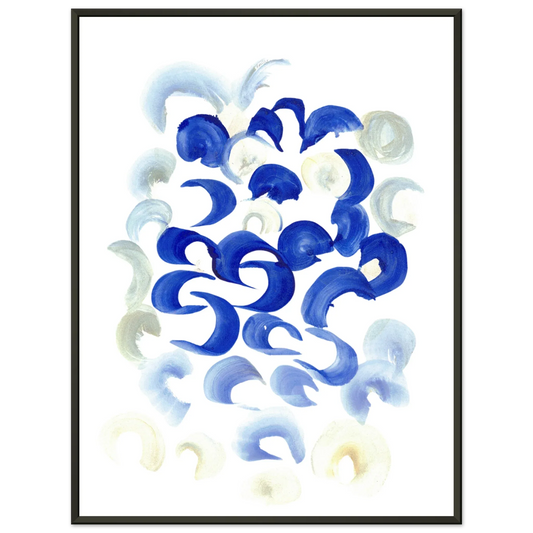 Classic Semi-Glossy Paper Metal Framed Poster Blue Swirls - Laure Leprince - Artiste Peintre