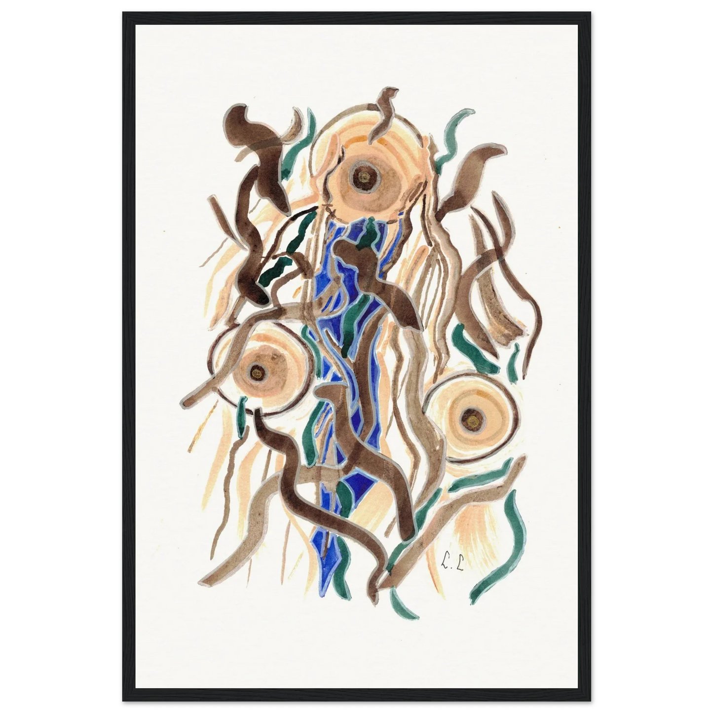 Affiche Encadrée Museum-Quality Matte Paper Wooden Framed Cometes - Laure Leprince - Artiste Peintre