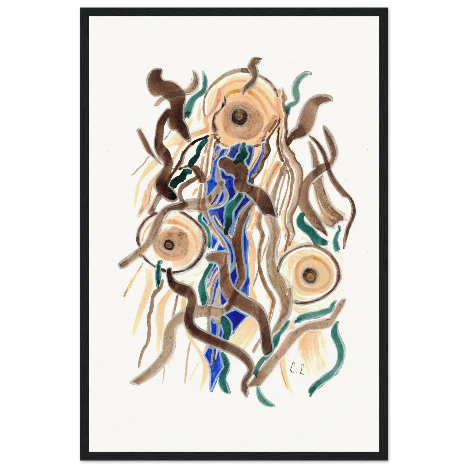 Affiche Encadrée Museum-Quality Matte Paper Wooden Framed Cometes - Laure Leprince - Artiste Peintre