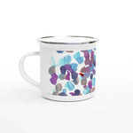 Mug en émail blanc 35 cl Fragments indigo – Léger, vintage et résistant - Laure Leprince - Artiste Peintre