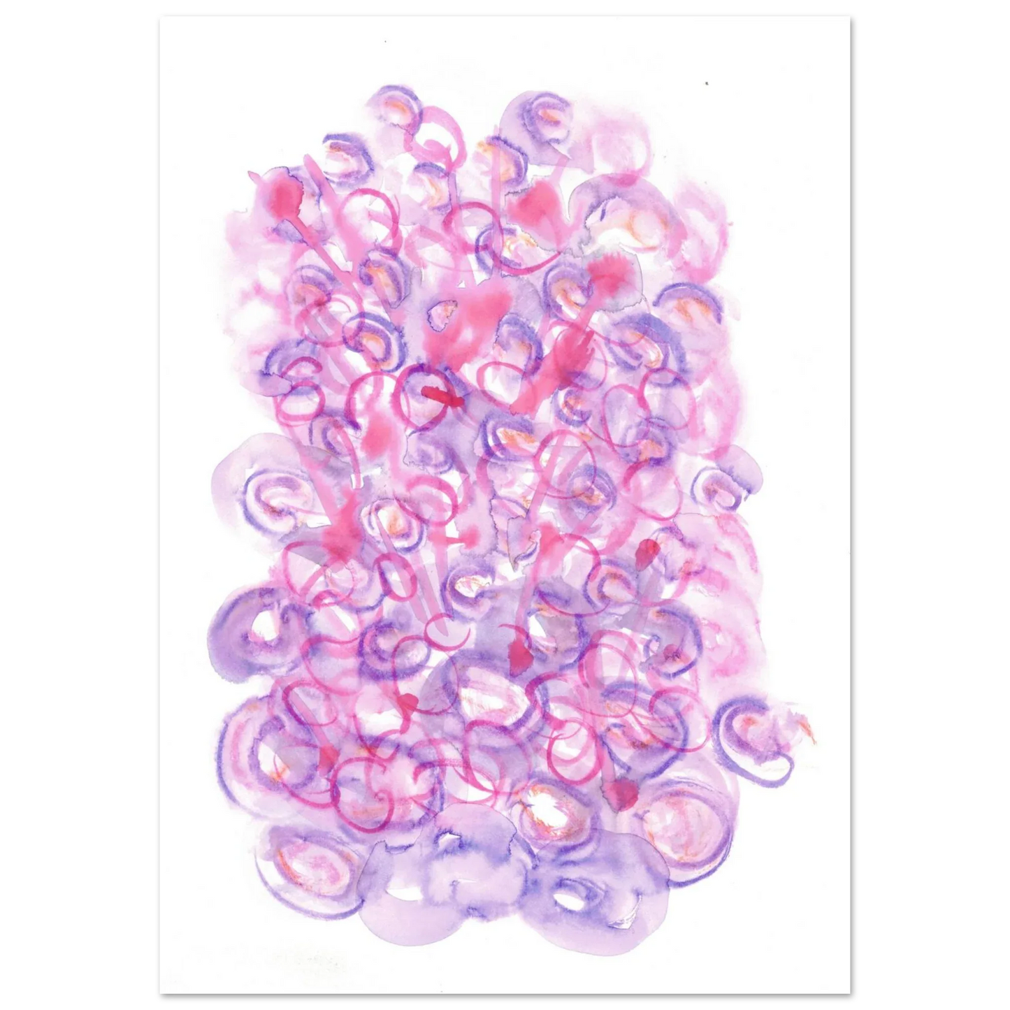 Abstract Swirls Watercolour Poster in Pink & Purple - Premium Matte Paper Art Print RDJ3-1 - Laure Leprince - Artiste Peintre