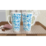 Mug à Latte en Céramique Blanche 500 ml Blue Waves – Élégant, durable et brillant - Laure Leprince - Artiste Peintre