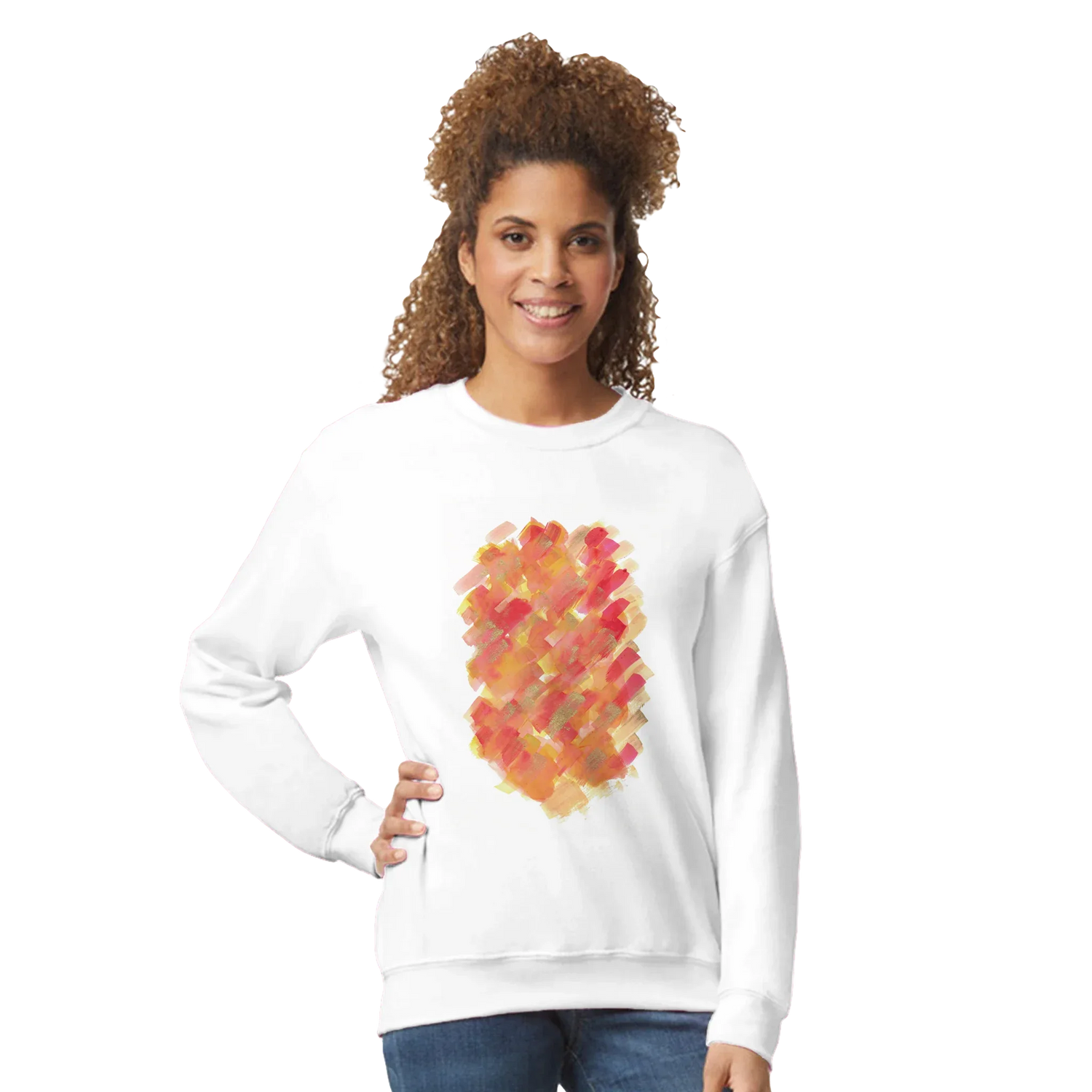 Sweatshirt Unisexe Classique Sunset Ember – Impression Artistique Multicolore - Laure Leprince - Artiste Peintre