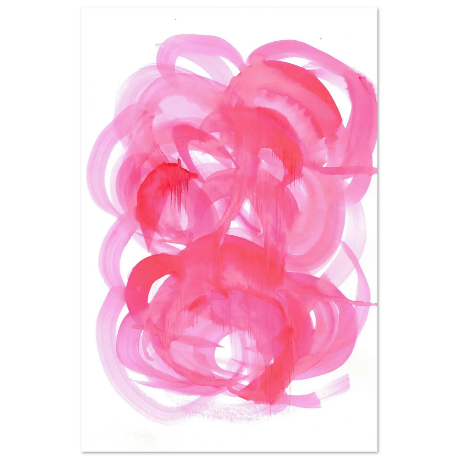 Abstract Pink Swirls Watercolor Poster - Vibrant Modern Art Print on Premium Matte Paper - Laure Leprince - Artiste Peintre
