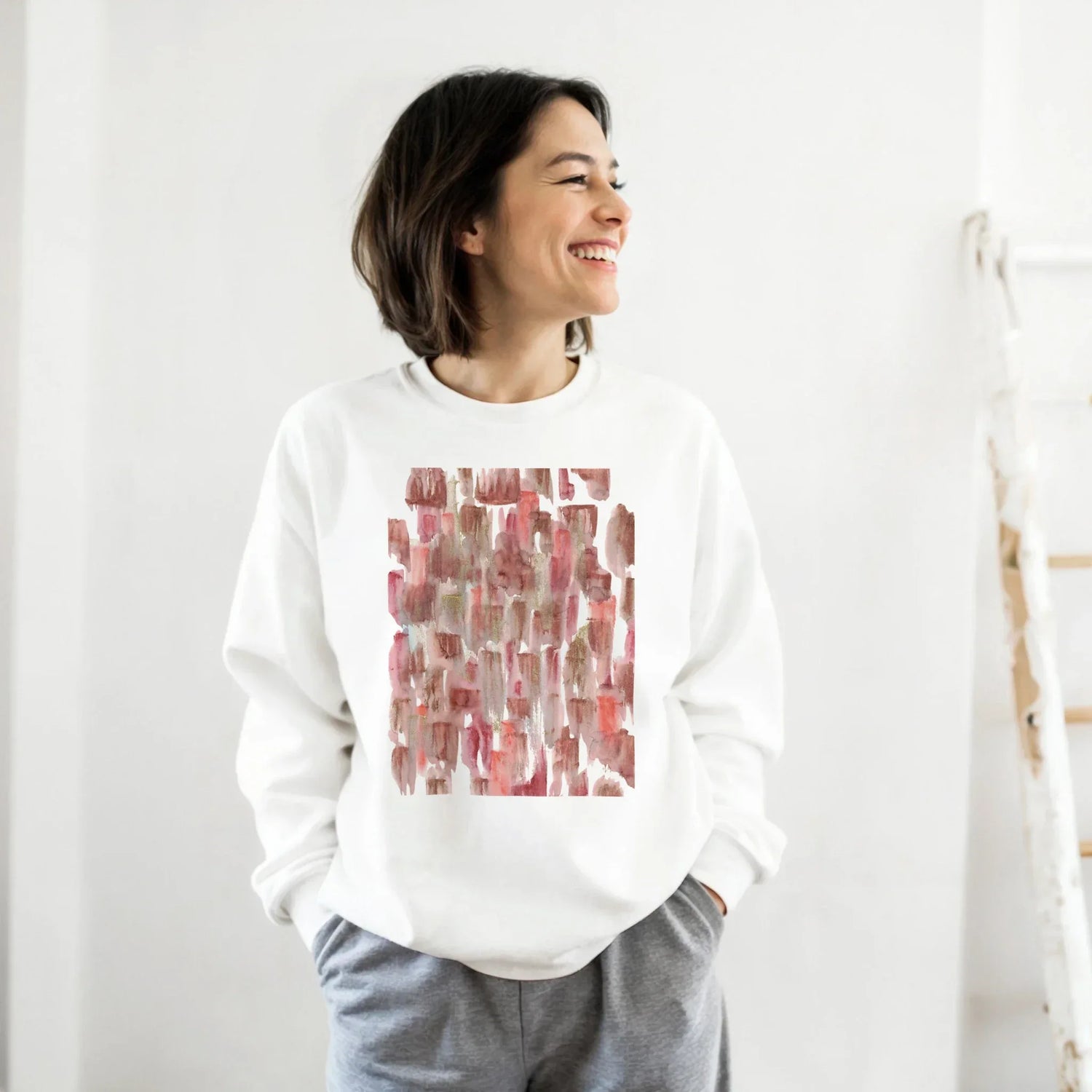 Sweatshirt Unisexe Classique Terracotta Waves – Impression Artistique Multicolore - Laure Leprince - Artiste Peintre