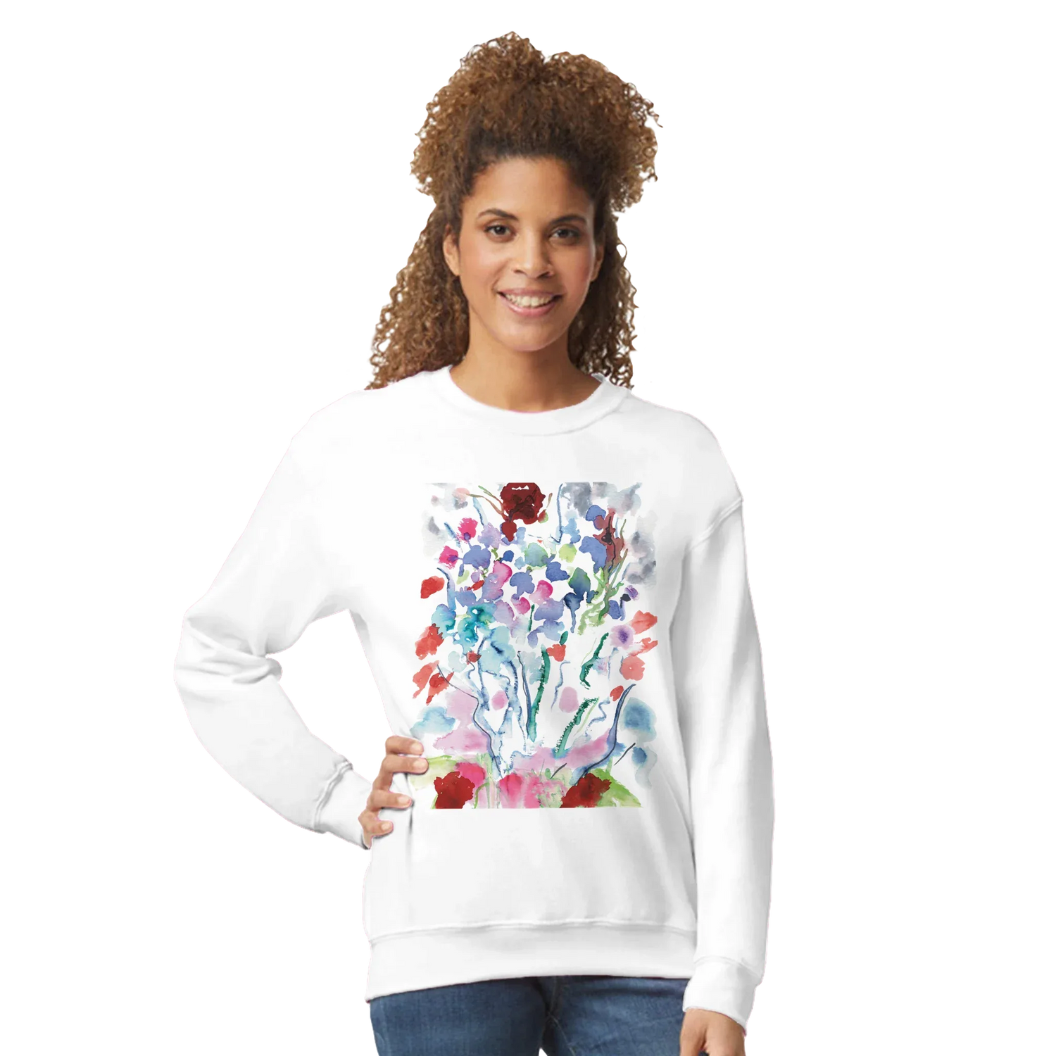 Sweatshirt Unisexe Classique Flora l– Impression Artistique Multicolore | Premium Cotton Blend - Laure Leprince - Artiste Peintre
