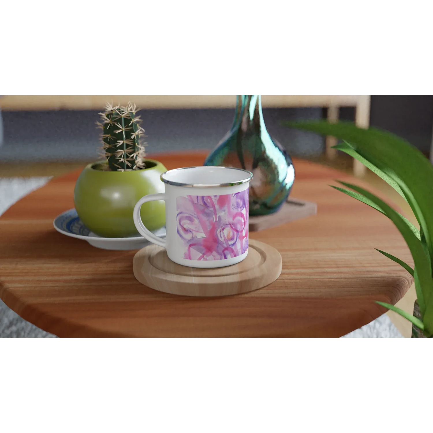 Mug en émail blanc 35 cl City Floraison Intime – Léger, vintage et résistant - Laure Leprince - Artiste Peintre