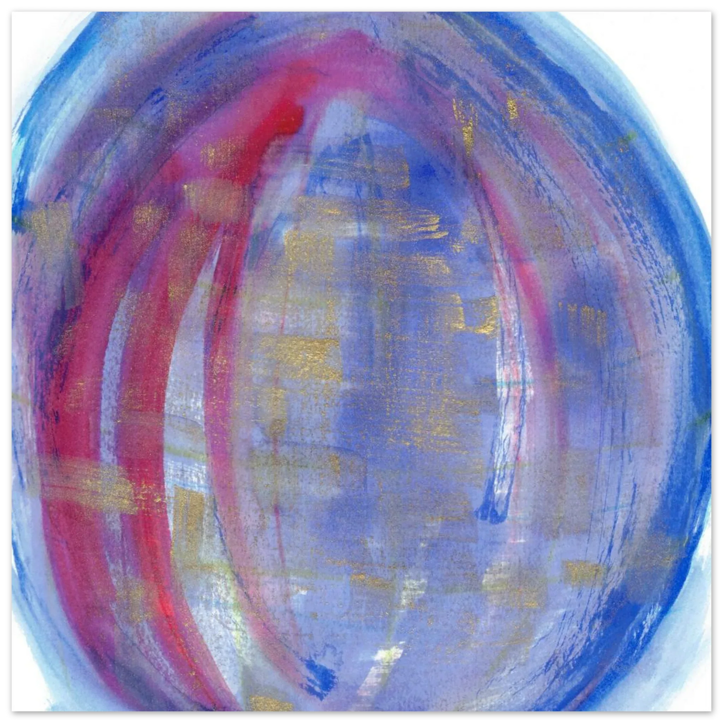 Cosmic Aura Abstract Watercolor Poster – Vibrant Blue, Magenta & Gold, Premium Matte Finish - Laure Leprince - Artiste Peintre
