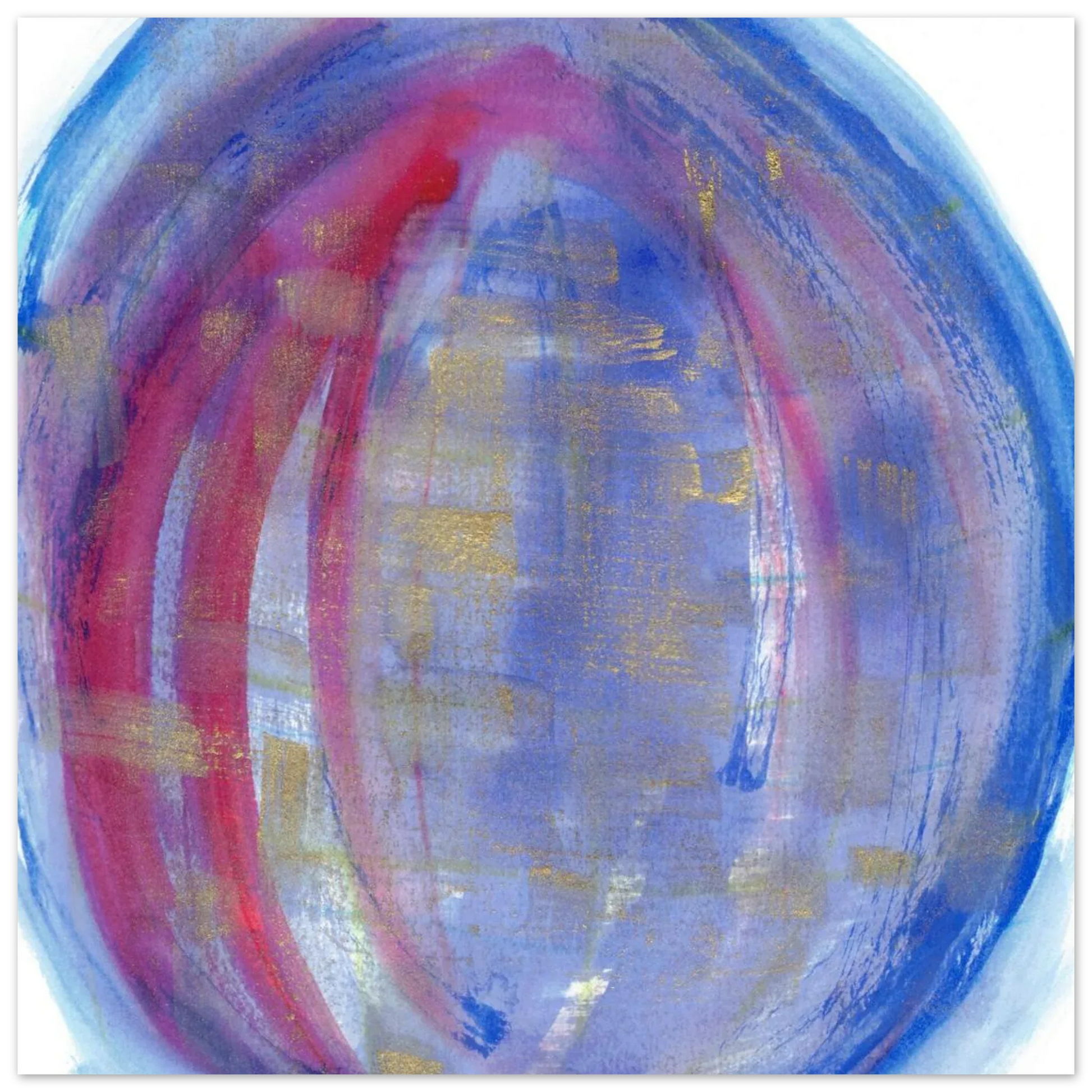 Cosmic Aura Abstract Watercolor Poster – Vibrant Blue, Magenta & Gold, Premium Matte Finish - Laure Leprince - Artiste Peintre