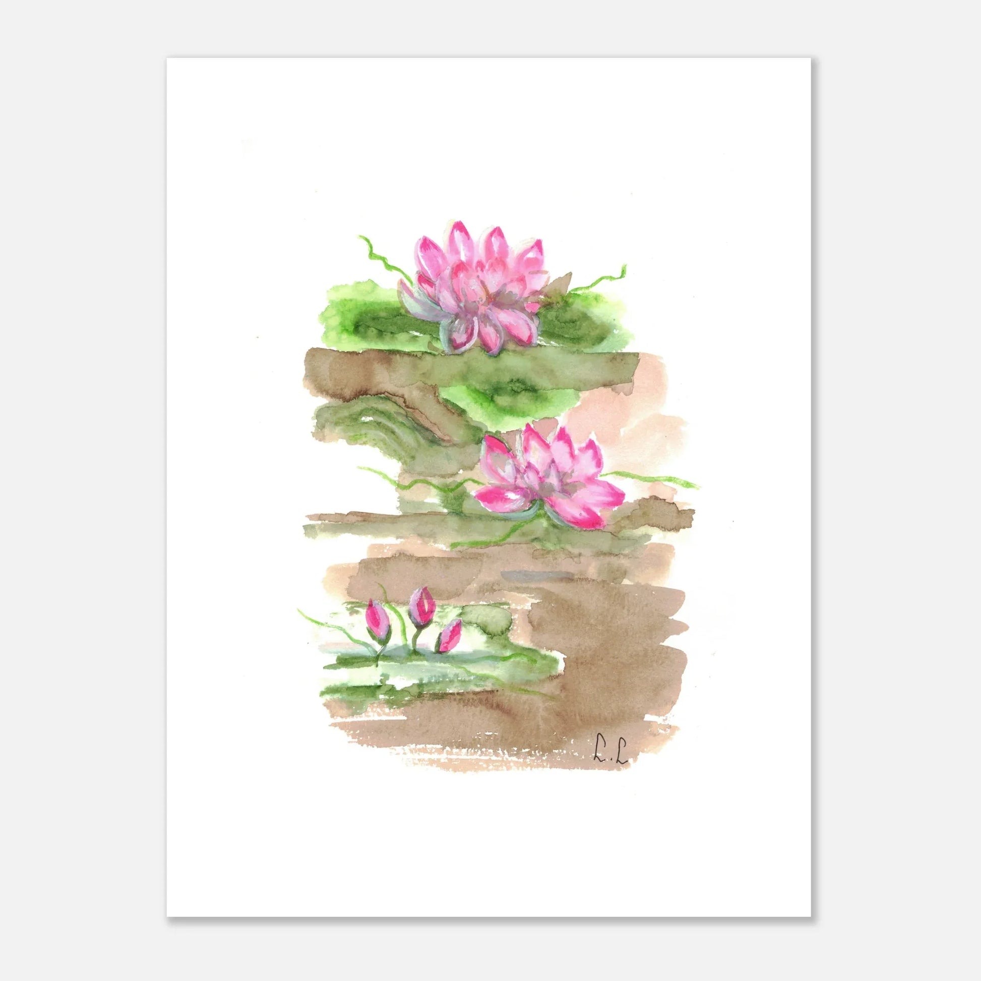 Affiche premium sur papier mat Terrasses de lotus – Art mural de qualité supérieure - Laure Leprince - Artiste Peintre